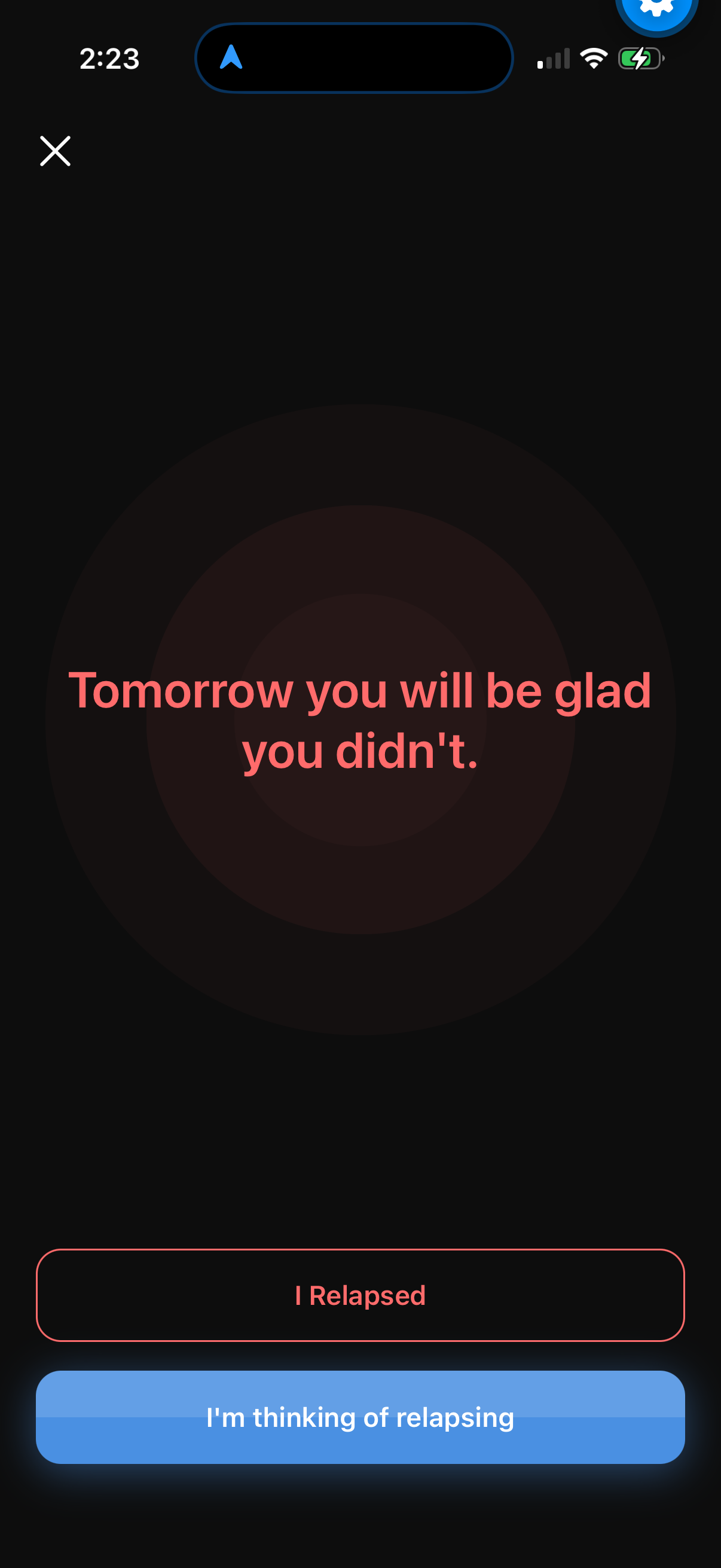 Reform's urge screen, reading Tomorrow you will be glad you didn't